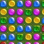 다양한 색상의 보석과 블록 모양의 패턴이 격자 형태로 배열되어 있는 이미지