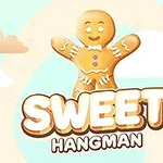 귀여운 진저브레드 쿠키 캐릭터와 SWEET HANGMAN이라는 글자가 포함된 이미지