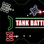 다양한 색상의 네온 스타일 탱크들과 중앙에 TANK BATTLE