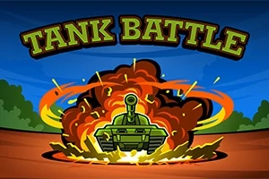 녹색 탱크가 폭발 장면 중앙에 있으며, 위에는 TANK BATTLE이라는 텍스트가 있다