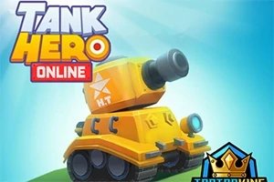 노란색 탱크가 푸른 하늘을 배경으로 중앙에 위치하고 있으며, 좌측 상단에는 Tank Hero Online이라는 문구가 있다