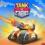 탱크가 총을 발사하며 다양한 색상의 배경 하늘과 구름이 있는 장면