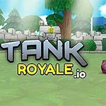 알록달록한 탱크가 녹색 잔디 위에 있으며, 뒤쪽에는 나무와 성벽이 보입니다