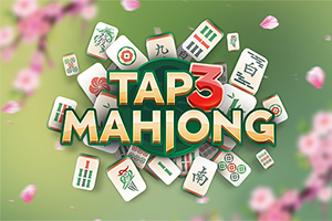 녹색 배경에 여러 개의 마작 패가 배열되어 있으며, 중앙에 TAP 3 MAHJONG이라는 텍스트가 있는 이미지