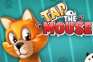 주황색 고양이와 TAP THE MOUSE라는 텍스트가 있는 이미지