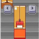 컨베이어 벨트 위에 있는 택배 상자와 좌우 화살표 버튼