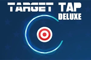 파란 배경 위에 과녁 모양과 TARGET TAP DELUXE라는 텍스트가 있는 이미지
