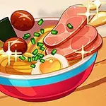 핑크색 그릇에 소용돌이치는 육수, 계란, 고기, 버섯, 김, 그리고 파가 얹힌 라멘