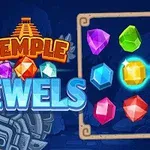 알록달록한 보석들이 나열된 퍼즐과 TEMPLE JEWELS라는 글씨가 있는 이미지