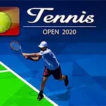 테니스 코트를 배경으로 테니스 선수의 역동적인 포즈가 강조된 이미지