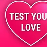 큰 분홍색 하트 안에 TEST YOUR LOVE라는 문구가 적혀 있는 이미지