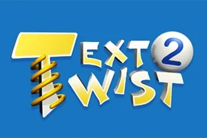 파란 배경 위에 황금색 나선형 기둥과 함께 Text Twist 2라는 텍스트가 쓰여 있음
