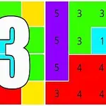 다양한 색상의 직사각형들로 나뉜 배경 위에 큰 숫자 13이 있는 이미지