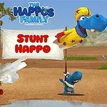 애니메이션 캐릭터 하마들이 대포와 함께 있는 모습