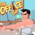 사무실에서 근육질의 남성이 분노한 표정을 짓고 있으며, 오른쪽에 백발의 남성이 보인다