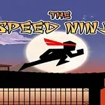 달빛 아래 빨간 스카프를 두른 닌자가 지붕 위를 뛰어가는 실루엣