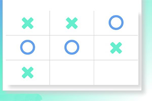 파란색 원과 녹색 X가 그려진 삼목판