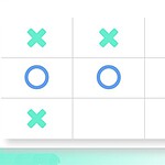 파란색 원과 녹색 X가 그려진 삼목판