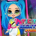 파란 머리를 한 캐릭터가 스마트폰 화면에 나타나 있으며, 아래에 화려한 글씨로 TIC TOC NIGHTLIFE #FASHION이 적혀 있다