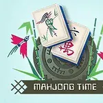 두 개의 마작 패와 기계 장치, 주변에 화려한 붉은 새와 대나무가 있는 이미지