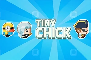 파란 배경에 픽셀 스타일의 세 캐릭터와 TINY CHICK라는 글자가 있는 이미지