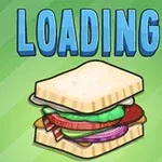 파란색 LOADING 글자 아래에 샌드위치가 있는 이미지