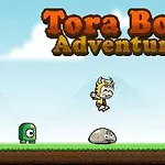 호랑이 옷을 입은 소년이 세 가지 다른 모양의 몬스터들 사이에서 점프하는 이미지