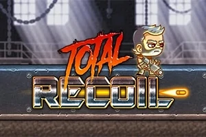 애니메이션 스타일의 캐릭터가 Total Recoil이라는 텍스트 위에 서 있는 이미지