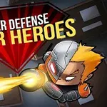 슈퍼히어로 모습의 캐릭터가 레이저 같은 무기를 발사하고 있는 장면