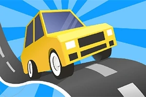 노란색 자동차가 구불구불한 도로를 운전하고 있는 장면