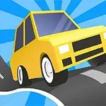 노란색 자동차가 구불구불한 도로를 운전하고 있는 장면