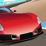 붉은 스포츠카가 고속도로를 주행하고 있는 모습