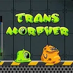 검은 벽을 배경으로 녹색 슬라임과 주황색 괴물 캐릭터가 있으며, 위에는 TRANS MORPHER라는 녹색 텍스트가 있습니다