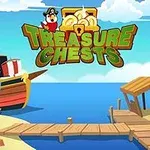 해적선과 보물상자가 있는 해변의 만화경치