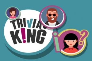 TRIVIA KING이라는 텍스트와 세 명의 캐릭터가 그려진 이미지