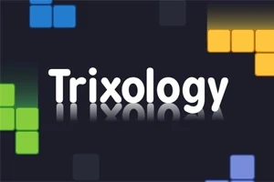 색색의 블록 조각이 배경에 있고, 중앙에 Trixology라는 텍스트가 있는 이미지