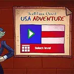 미국 국기와 버튼이 있는 웃는 삼촌 그림