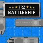 파란 격자 배경 위에 다양한 회색 배 모양과 TRZ BATTLESHIP이라는 문구가 있는 검은색 네모 상자