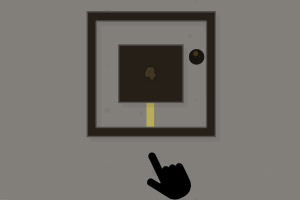 회색 배경에 검은 손모양 아이콘과 사각형이 있는 간단한 그래픽 이미지