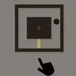 회색 배경에 검은 손모양 아이콘과 사각형이 있는 간단한 그래픽 이미지