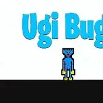 Ugi Bugi라는 파란색 글자 아래 파란색 캐릭터가 서 있는 장면