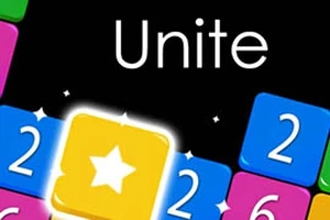 검정 배경 위에 Unite라는 글자와 다양한 색상의 숫자 블록, 별이 있는 노란 블록이 강조되어 있습니다