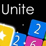 검정 배경 위에 Unite라는 글자와 다양한 색상의 숫자 블록, 별이 있는 노란 블록이 강조되어 있습니다