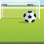 축구공이 축구 골대 앞에 놓여있는 초원의 배경 일러스트입니다