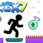 검은 실루엣의 캐릭터가 점프하는 모습과 제목 VEX7이 있는 이미지