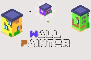 세 개의 다채로운 색상의 건물과 WALL PAINTER라는 텍스트