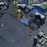 회색 건물들과 구조물이 배열된 도시 환경에서 작은 캐릭터들이 배치된 장면