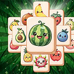 웃는 얼굴이 있는 다양한 과일 캐릭터들이 그려진 타일들이 쌓여 있는 이미지