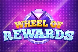 보라색 배경에 WHEEL OF REWARDS라는 화려한 텍스트가 중앙에 위치함