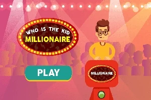 무대 위에 퀴즈 쇼 참가자가 서 있고, 주변에 화려한 조명이 비춰지는 장면